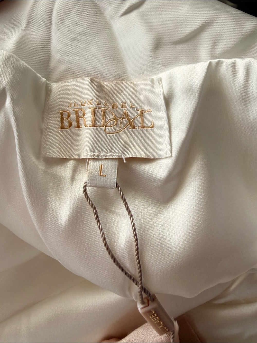JLUXLABEL White Cowl Neck Slip Wedding Gown - Picture 6 of 7